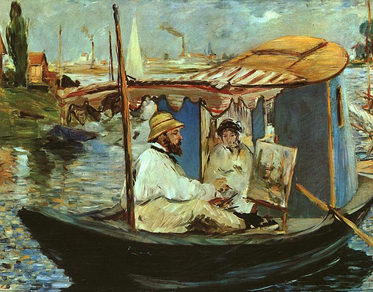 Claude Monet Working on his Boat in Argenteuil, Edouard Manet